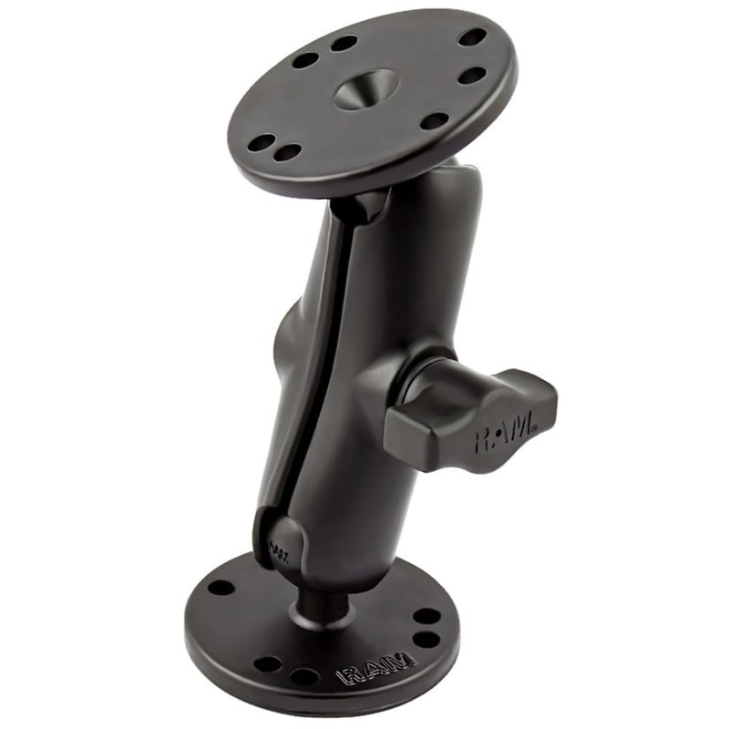 RAM Mounts Universal Double Ball Mount with Two Round Plates RAM-B-101U with Medium Arm for Drill-down Mounting - Image 1